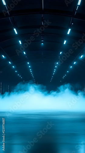 Futuristic Tunnel with Blue...