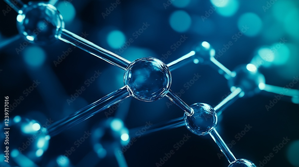 Intricate Arrangement of Atoms and Molecules with Blue Lighting Effect : Generative AI Intricate Arrangement of Atoms and Molecules with Blue Lighting Effect : Generative AI