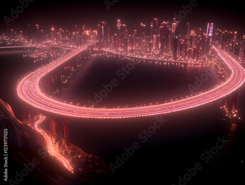 Pink Cityscape Illuminates ...