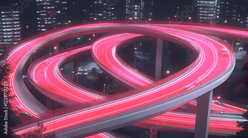 Pink illuminated highway ov...