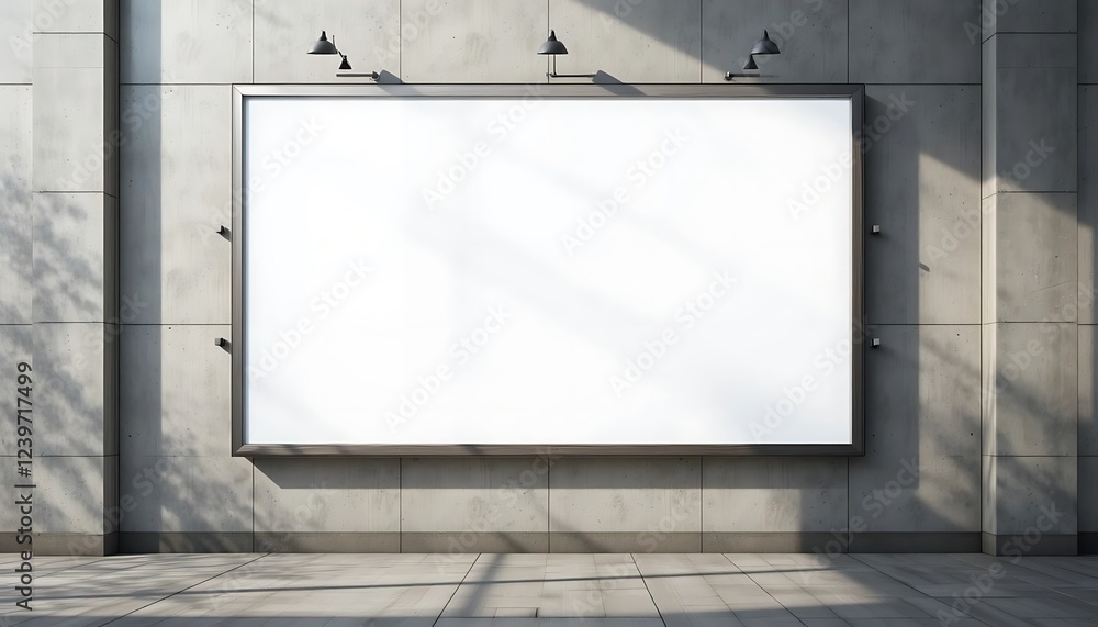 Blank Billboard Mounted On Concrete Wall Blank Billboard Mounted On Concrete Wall
