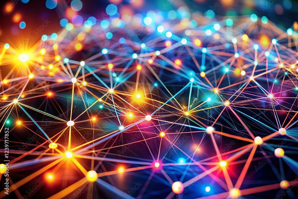 Glowing Network Nodes: Abstract Digital Connectivity Stock Photo Glowing Network Nodes: Abstract Digital Connectivity Stock Photo