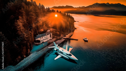 Seaplane Anchored near Lake...