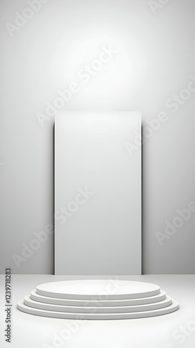 3D White Cylindrical Podium...