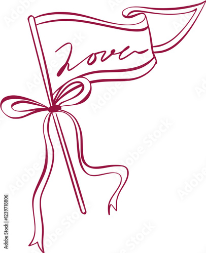 Wallpaper Mural Love Flag Valentine Line Art Illustration Torontodigital.ca