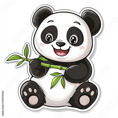 Wallpaper Mural Sticker of a playful panda with a bamboo shoot Torontodigital.ca