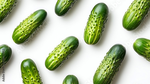 Crisp Fresh Cucumbers on Clean White Background Seasonal Harvest : Generative AI photo