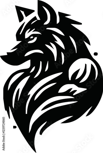 Graphic Mascot Vector Image of a wolf boxer. Logos for sport athletic club. Coat of Arms for the gym or sports shop. Wolf head. Vector illustration