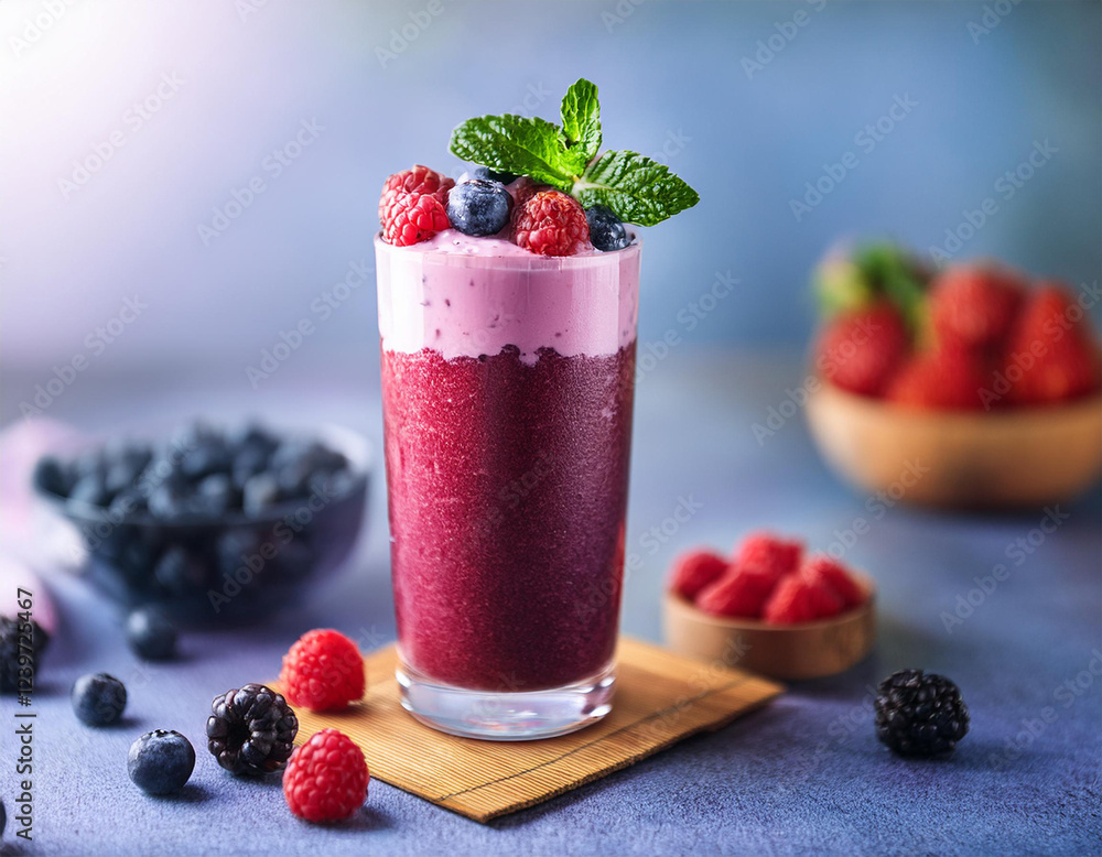 Vibrant Berry Smoothie with Fresh Berries and Mint Vibrant Berry Smoothie with Fresh Berries and Mint