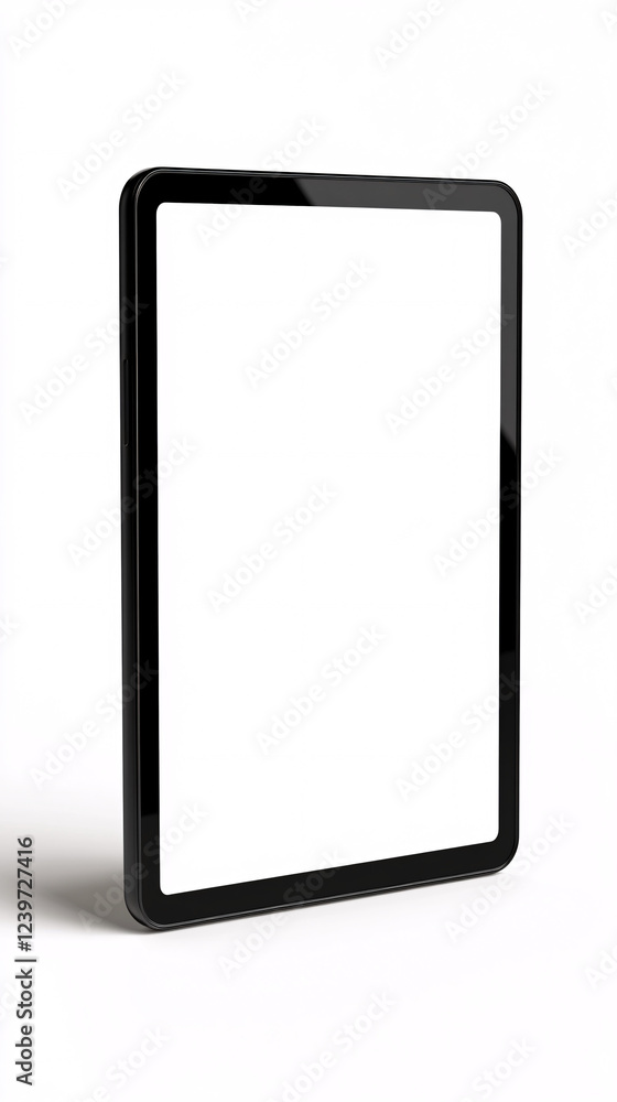 black tablet computer mockup with white screen on white background black tablet computer mockup with white screen on white background