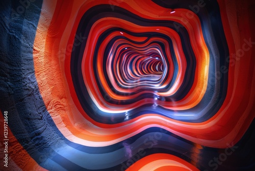 Abstract Vibrant Tunnel with Undulating Patterns Featuring Red and Orange Tones in a Mesmerizing Optical Illusion Interior DesignAbstract photo