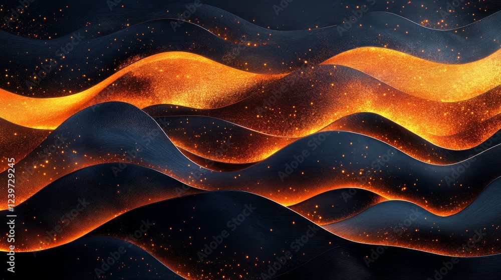 Obraz premium Abstract Golden Waves with Dark Embers Background