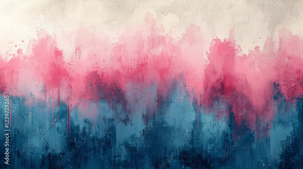 Fototapeta premium Exploring the Harmony of Colors in a Captivating Pink and Blue Abstract Painting Perfect for Fine Art Lovers and Graphic Design Enthusiasts in Various Commercial Spaces