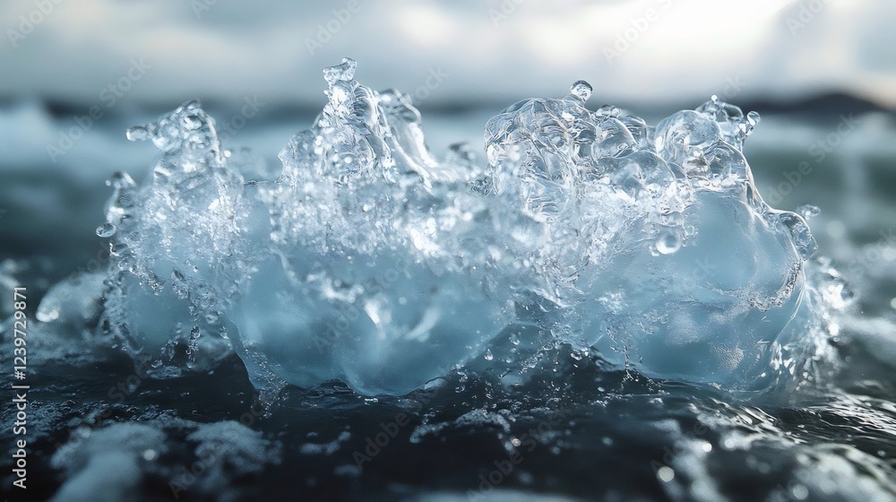 A large ice block is floating in the ocean A large ice block is floating in the ocean