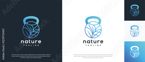 Fitness nutrition logo design . Nature gym fitness logo template . Fitness logo symbol icon