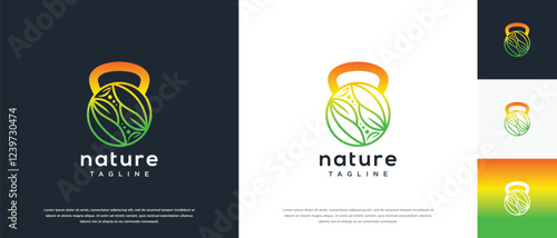 Fitness nutrition logo design . Nature gym fitness logo template . Fitness logo symbol icon