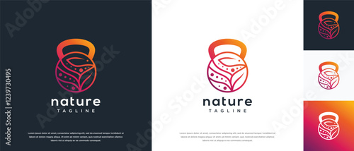 Fitness nutrition logo design . Nature gym fitness logo template . Fitness logo symbol icon