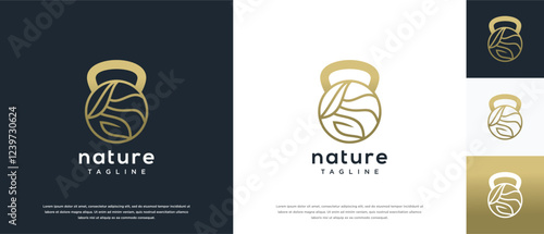 Fitness nutrition logo design . Nature gym fitness logo template . Fitness logo symbol icon