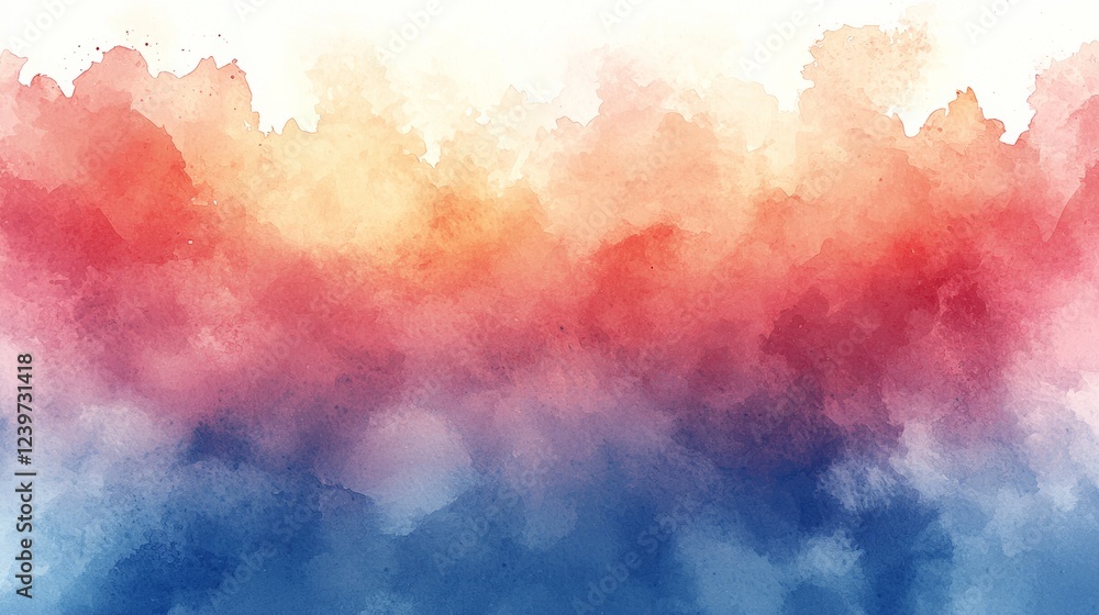 Fototapeta premium A Stunning Watercolor Depiction of a Vibrant Red and Blue Sky Captivating the Emotion of Nature in Artistic Expression