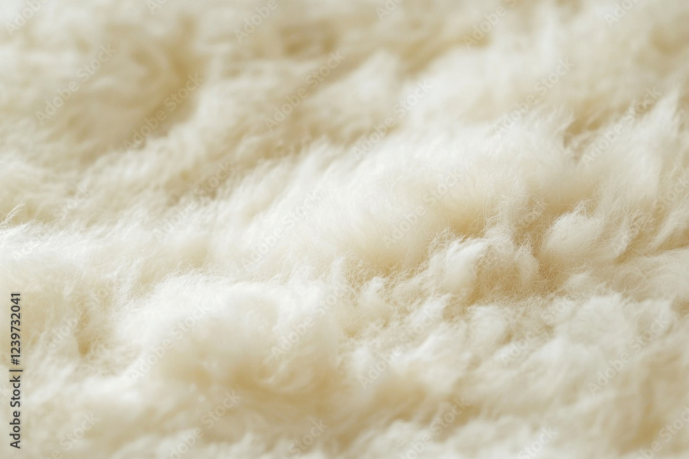 Close-up of warm beige wool with plush and dense fiber structure Close-up of warm beige wool with plush and dense fiber structure