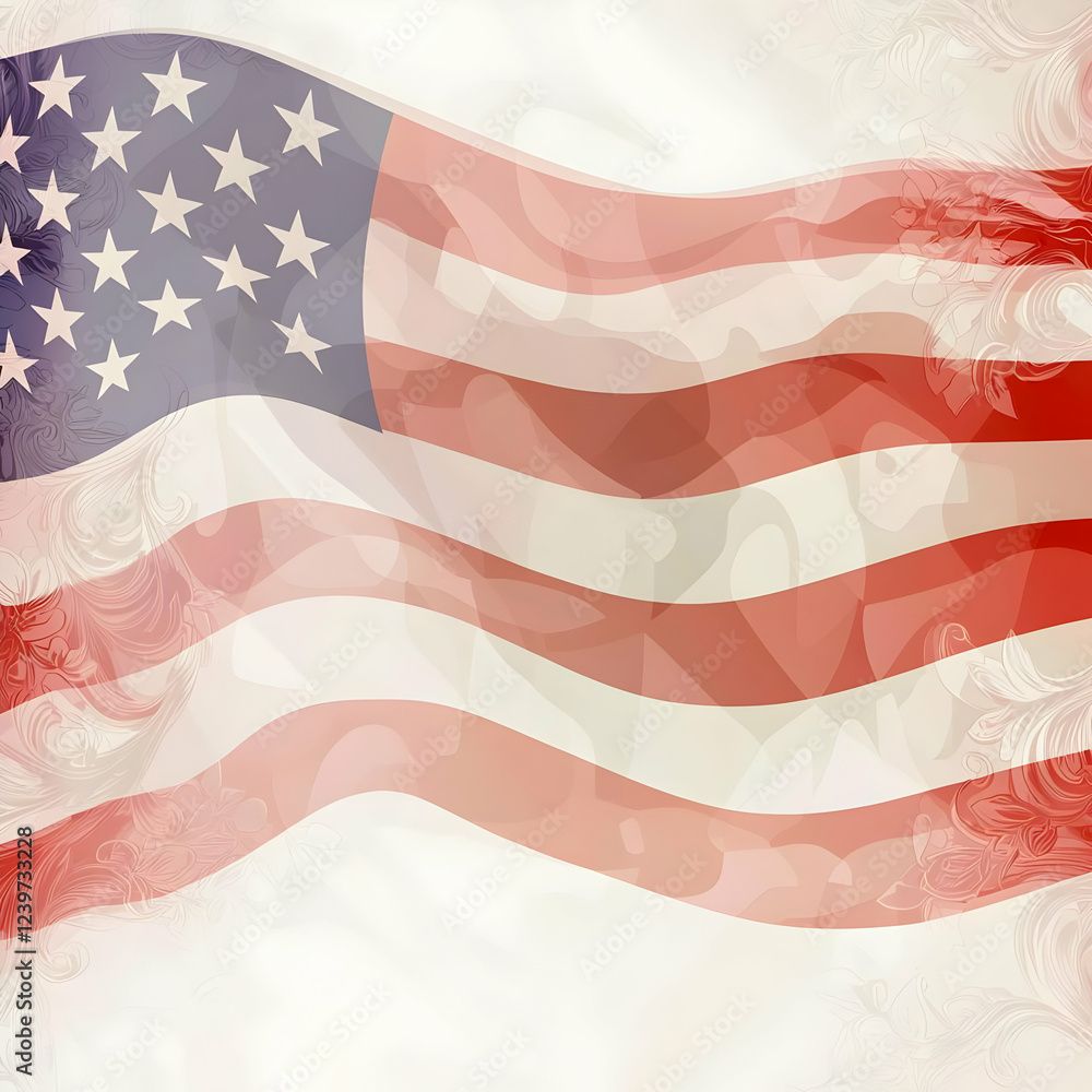 Fototapeta premium Happy independence day of USA America with American flag background celebration tine
