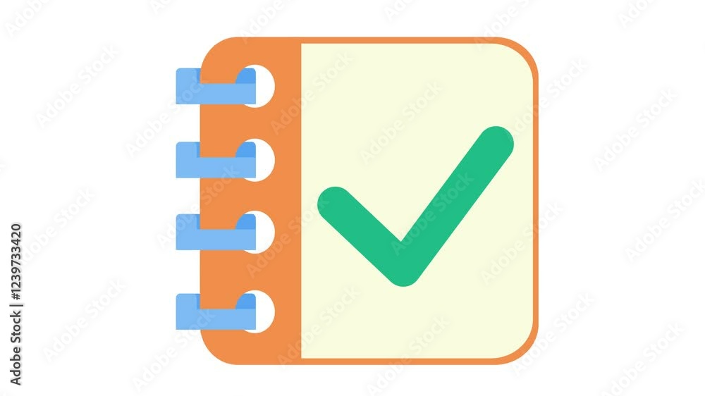Approved checklist icon in to-do list note. Complete task checkmark cartoon animation. Alpha channel. Seamless looping. Suitable for successful planning video element content Approved checklist icon in to-do list note. Complete task checkmark cartoon animation. Alpha channel. Seamless looping. Suitable for successful planning video element content