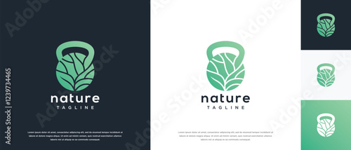 Fitness nutrition logo design . Nature gym fitness logo template . Fitness logo symbol icon