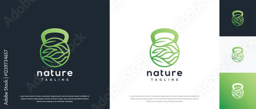 Fitness nutrition logo design . Nature gym fitness logo template . Fitness logo symbol icon