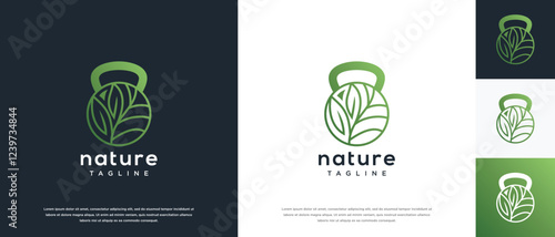Fitness nutrition logo design . Nature gym fitness logo template . Fitness logo symbol icon