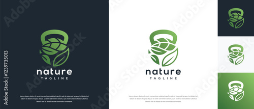 Fitness nutrition logo design . Nature gym fitness logo template . Fitness logo symbol icon