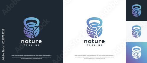 Fitness nutrition logo design . Nature gym fitness logo template . Fitness logo symbol icon