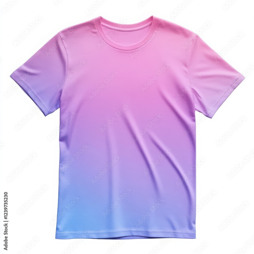 A stylish gradient t-shirt featuring a smooth transition from pink to blue, perfect for trendy casual wear in any season. A stylish gradient t-shirt featuring a smooth transition from pink to blue, perfect for trendy casual wear in any season.