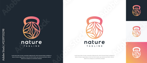 Fitness nutrition logo design . Nature gym fitness logo template . Fitness logo symbol icon