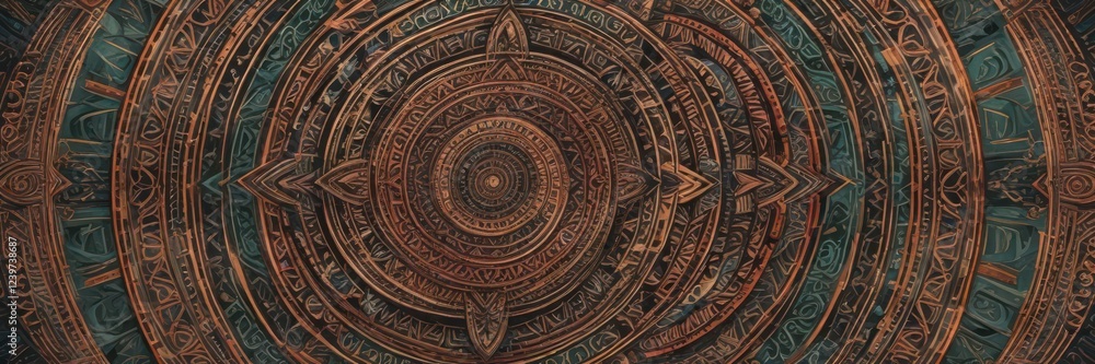 Fototapeta premium Geometric Shapes in a Hand Drawn Mandala Pattern , meditation inspiration , geometric patterns, colorful patterns