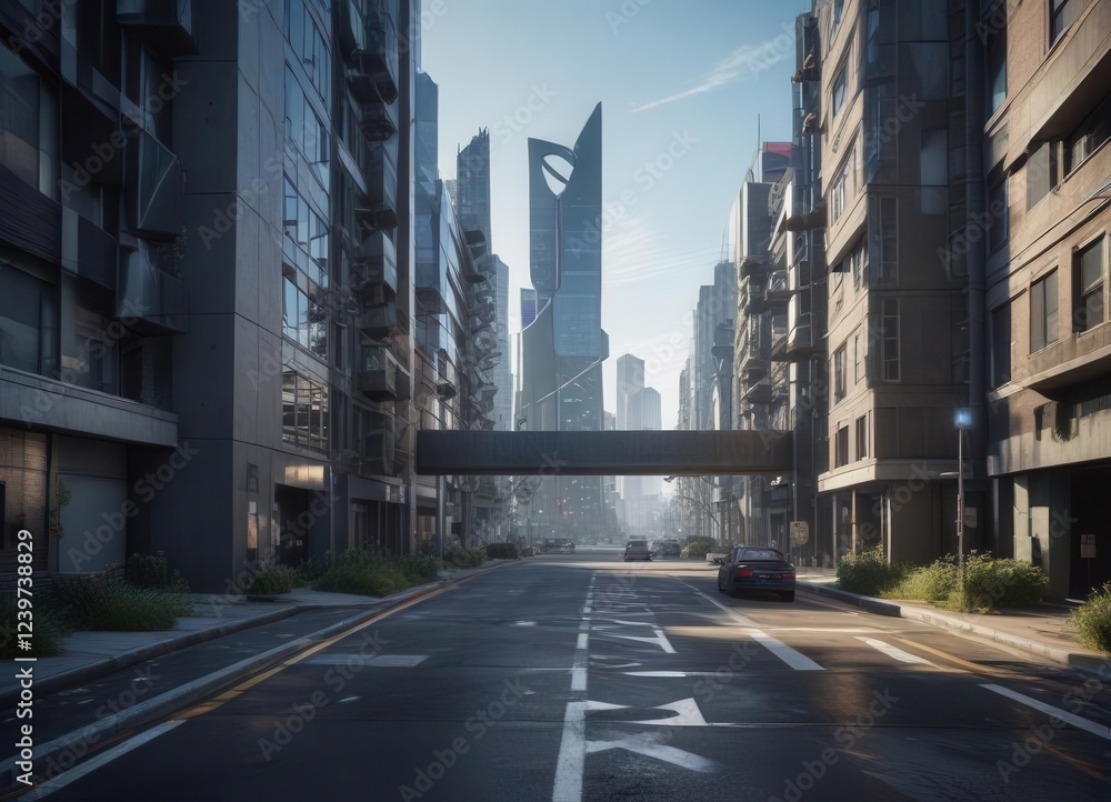 Geometric shapes intersecting urban landscape,  architecture,  urban planning,  urban design