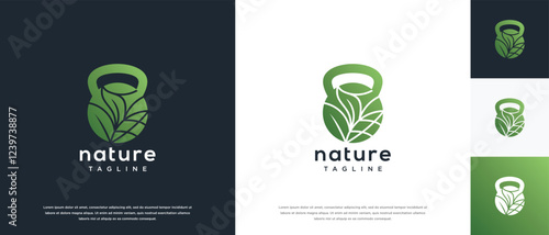 Fitness nutrition logo design . Nature gym fitness logo template . Fitness logo symbol icon