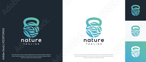 Fitness nutrition logo design . Nature gym fitness logo template . Fitness logo symbol icon