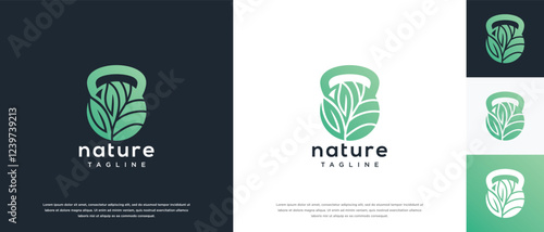 Fitness nutrition logo design . Nature gym fitness logo template . Fitness logo symbol icon
