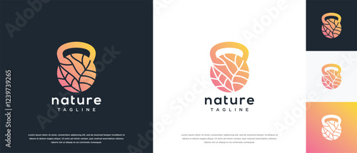 Fitness nutrition logo design . Nature gym fitness logo template . Fitness logo symbol icon