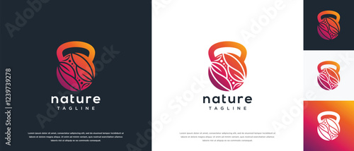 Fitness nutrition logo design . Nature gym fitness logo template . Fitness logo symbol icon