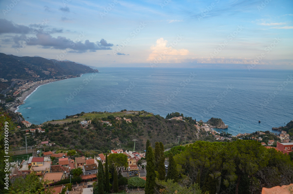 view of Taormina from the viewpoint Ancient Theatre view of Taormina from the viewpoint Ancient Theatre