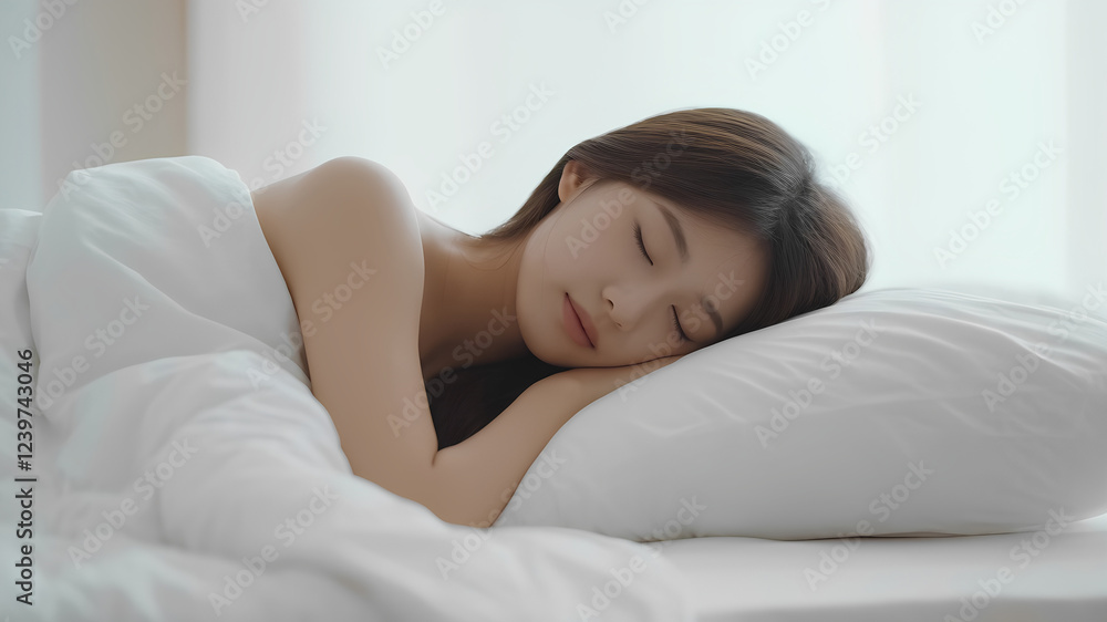 woman sleeping on bed, sleep well and healthy, 300dpi, 3d illustraion woman sleeping on bed, sleep well and healthy, 300dpi, 3d illustraion