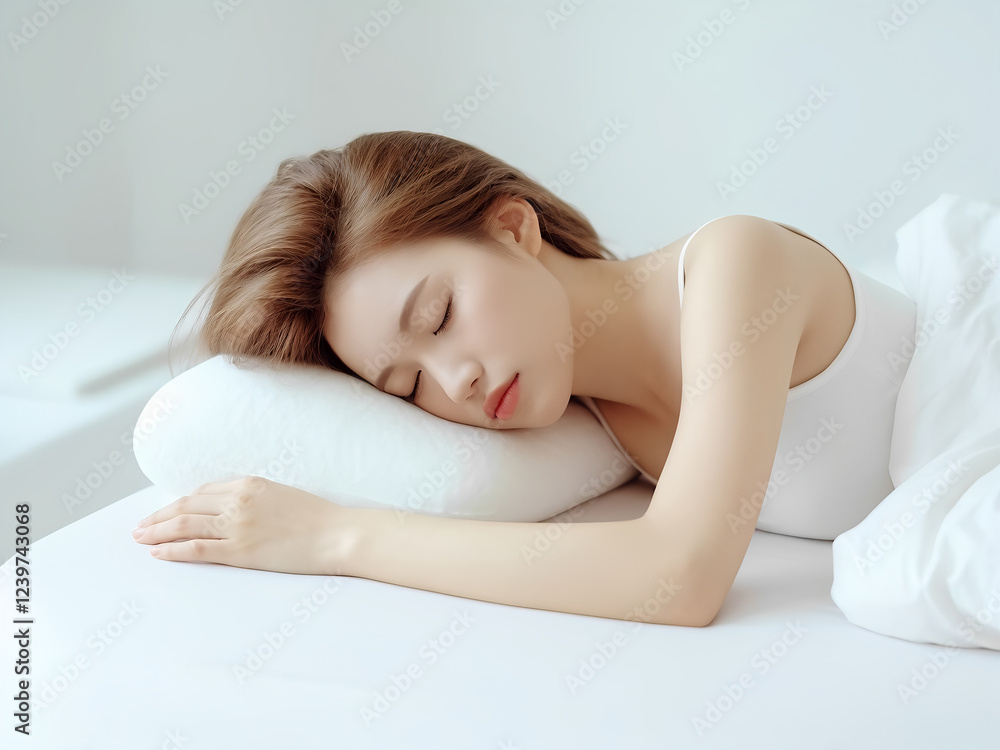 woman sleeping on bed, healthy sleep, 300dpi, 3d illustraion woman sleeping on bed, healthy sleep, 300dpi, 3d illustraion