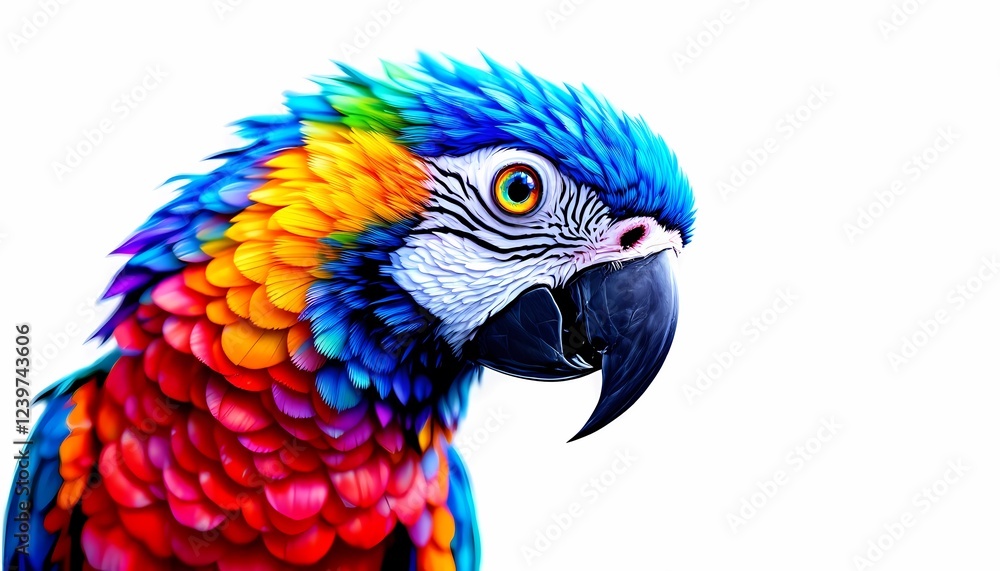 Fototapeta premium Vibrant Rainbow Macaw Parrot Profile Image