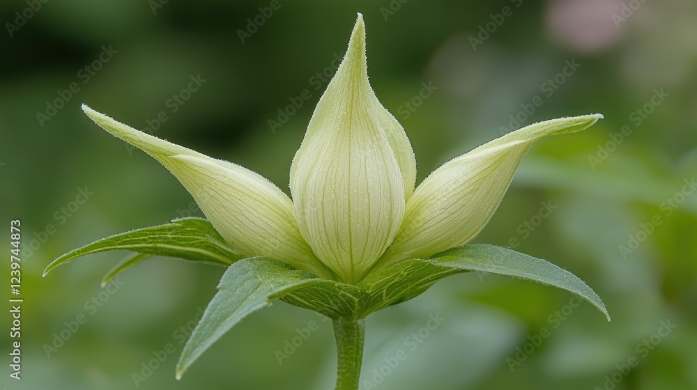 Obraz premium Pale Green Flower Bud Closeup, Garden, Nature