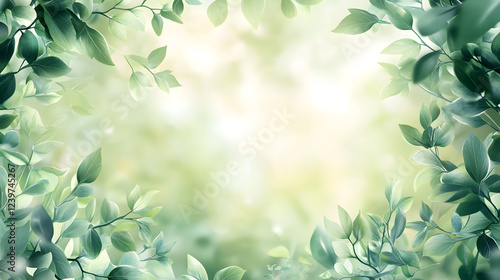 Bright green foliage with soft sunlight filtering through, evoking a sense of calm and freshness in a forested setting.