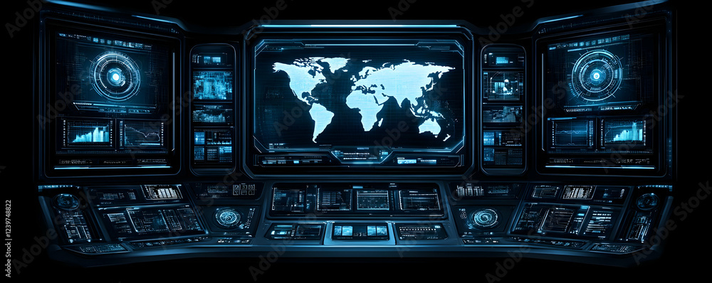 Fototapeta premium Futuristic Tech Control Panel 3D Illustration