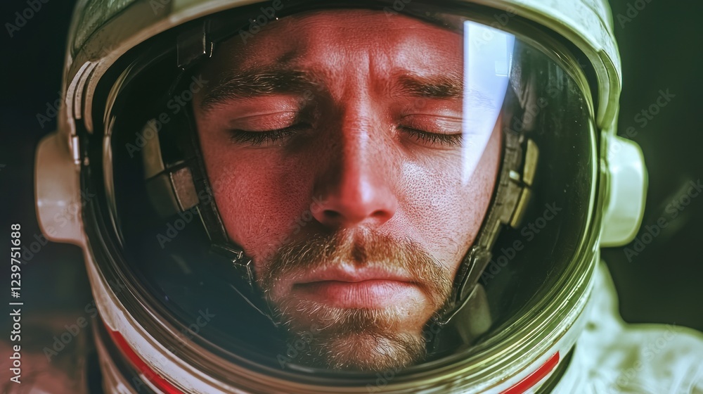 Astronaut s Face Space Exploration Close Up Helmet Visor Eyes Closed Peaceful Seren Astronaut s Face Space Exploration Close Up Helmet Visor Eyes Closed Peaceful Seren