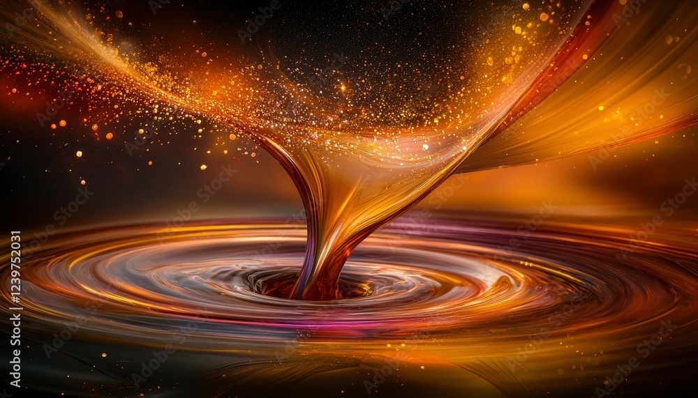 Golden Liquid Vortex Cosmic Swirl Abstract Art Golden Liquid Vortex Cosmic Swirl Abstract Art