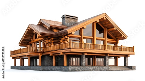 Wooden Home Portrait In White Background